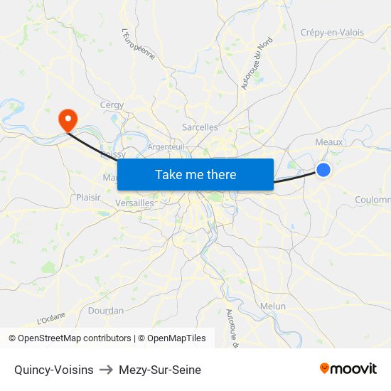 Quincy-Voisins to Mezy-Sur-Seine map