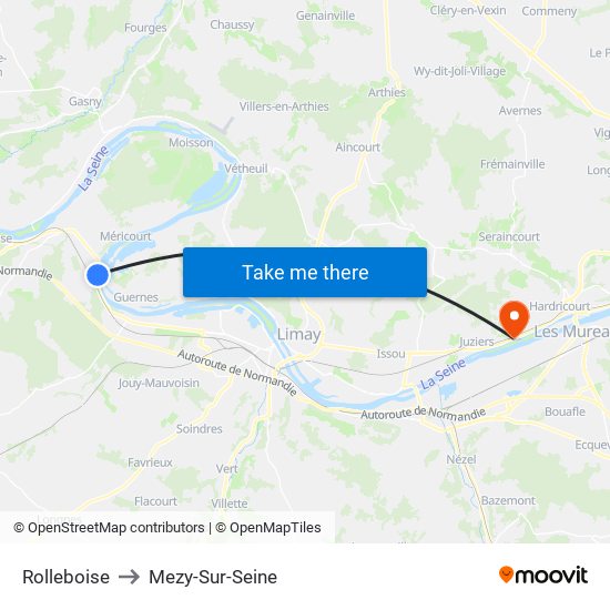 Rolleboise to Mezy-Sur-Seine map
