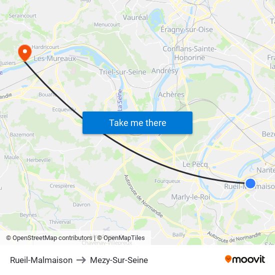 Rueil-Malmaison to Mezy-Sur-Seine map