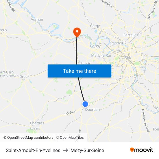Saint-Arnoult-En-Yvelines to Mezy-Sur-Seine map