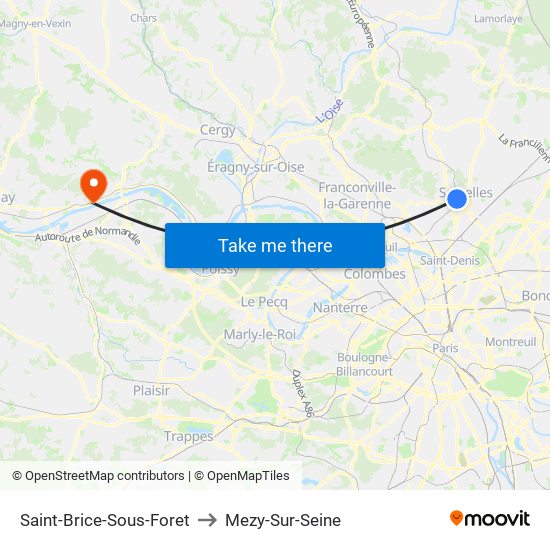 Saint-Brice-Sous-Foret to Mezy-Sur-Seine map