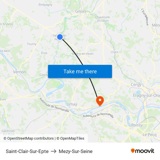 Saint-Clair-Sur-Epte to Mezy-Sur-Seine map