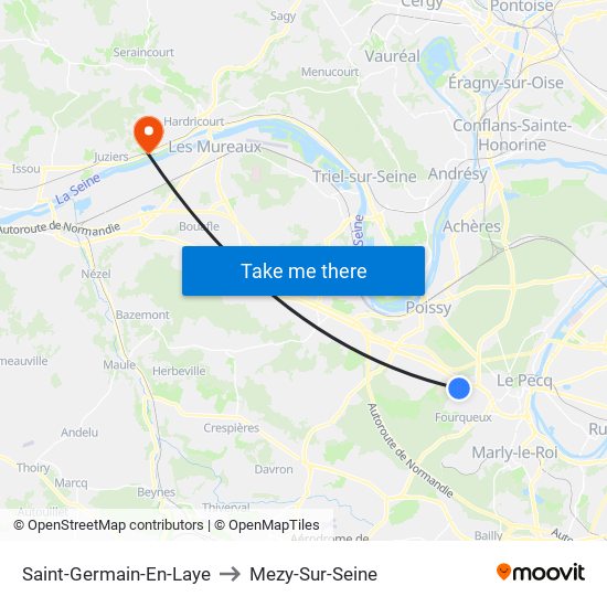 Saint-Germain-En-Laye to Mezy-Sur-Seine map