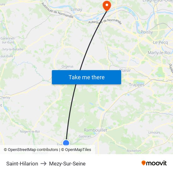 Saint-Hilarion to Mezy-Sur-Seine map