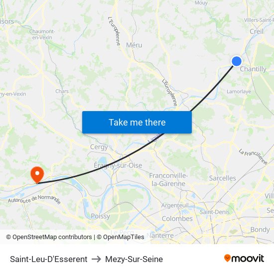 Saint-Leu-D'Esserent to Mezy-Sur-Seine map