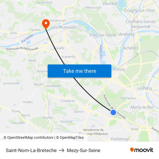 Saint-Nom-La-Breteche to Mezy-Sur-Seine map