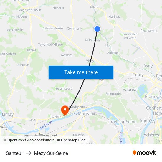 Santeuil to Mezy-Sur-Seine map