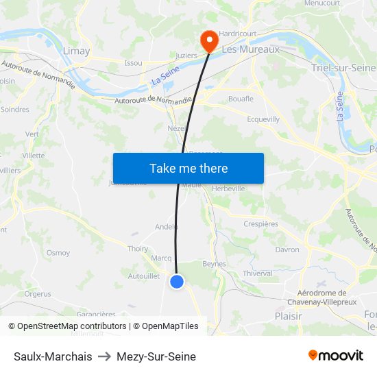 Saulx-Marchais to Mezy-Sur-Seine map