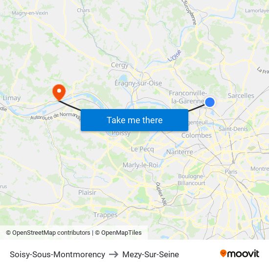 Soisy-Sous-Montmorency to Mezy-Sur-Seine map