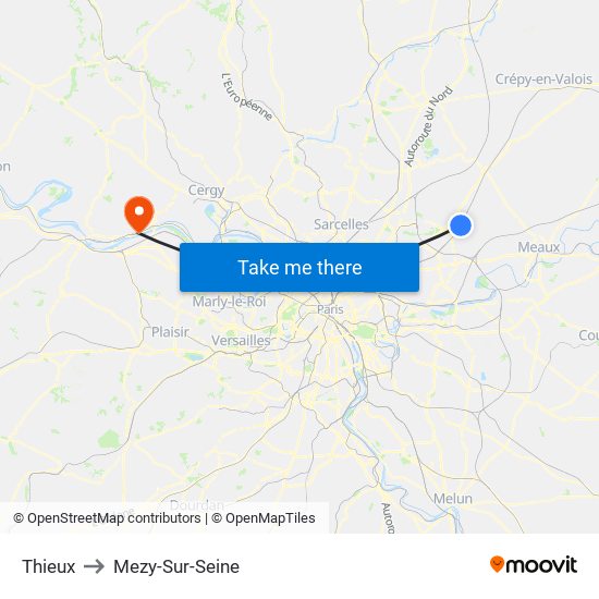 Thieux to Mezy-Sur-Seine map