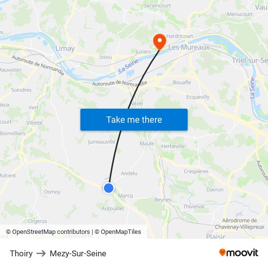 Thoiry to Mezy-Sur-Seine map