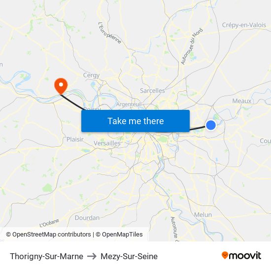Thorigny-Sur-Marne to Mezy-Sur-Seine map
