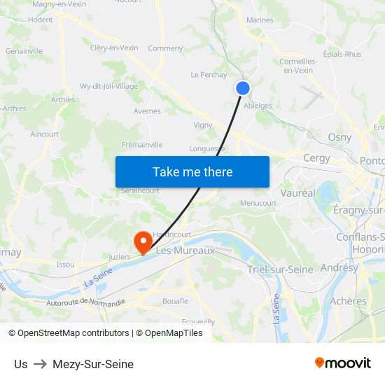 Us to Mezy-Sur-Seine map