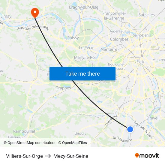 Villiers-Sur-Orge to Mezy-Sur-Seine map