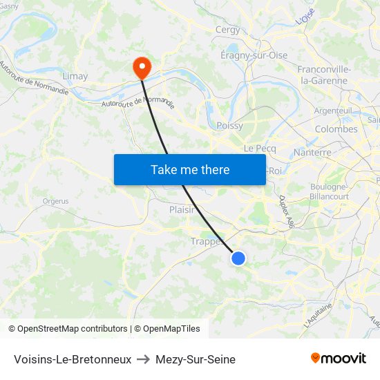 Voisins-Le-Bretonneux to Mezy-Sur-Seine map