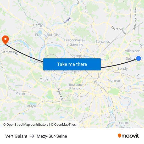 Vert Galant to Mezy-Sur-Seine map