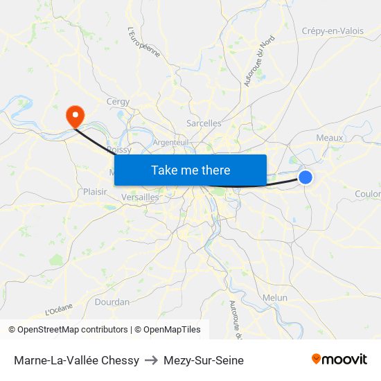 Marne-La-Vallée Chessy to Mezy-Sur-Seine map