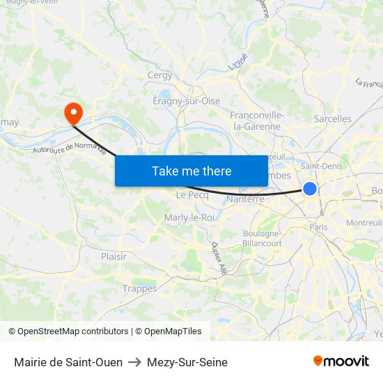 Mairie de Saint-Ouen to Mezy-Sur-Seine map