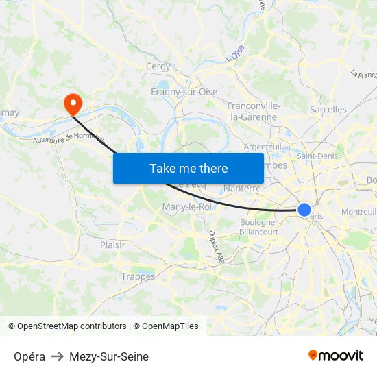 Opéra to Mezy-Sur-Seine map