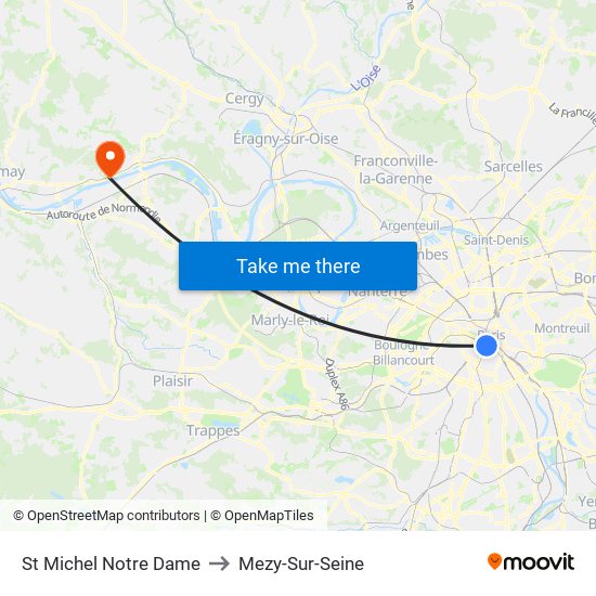 St Michel Notre Dame to Mezy-Sur-Seine map