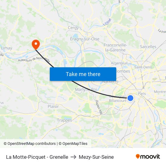 La Motte-Picquet - Grenelle to Mezy-Sur-Seine map