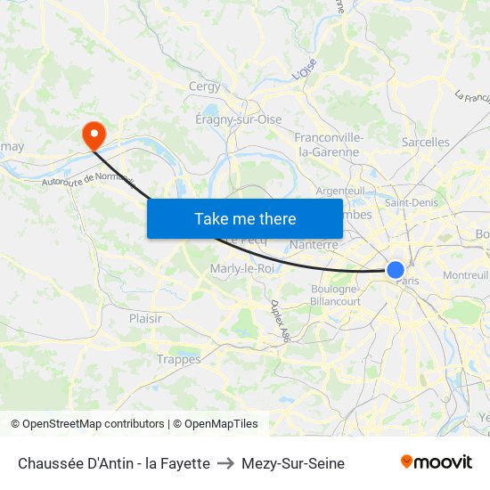 Chaussée D'Antin - la Fayette to Mezy-Sur-Seine map
