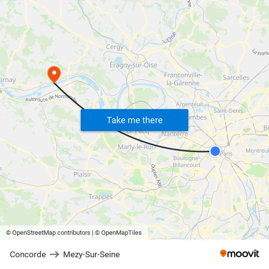 Concorde to Mezy-Sur-Seine map