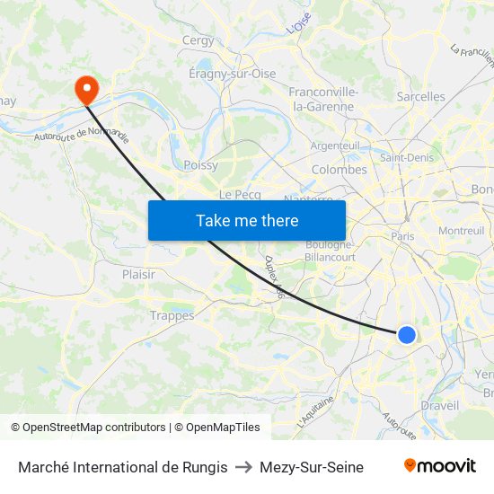 Marché International de Rungis to Mezy-Sur-Seine map
