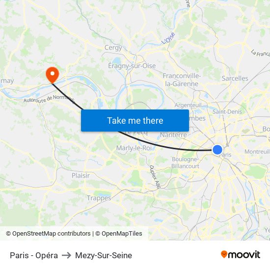 Paris - Opéra to Mezy-Sur-Seine map