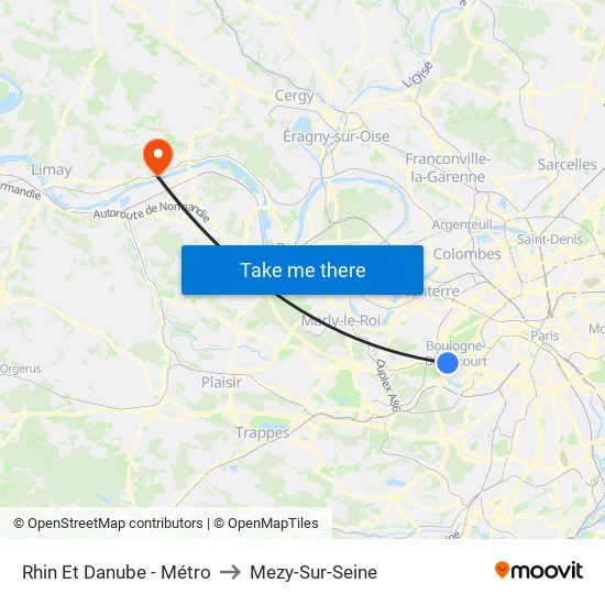 Rhin Et Danube - Métro to Mezy-Sur-Seine map