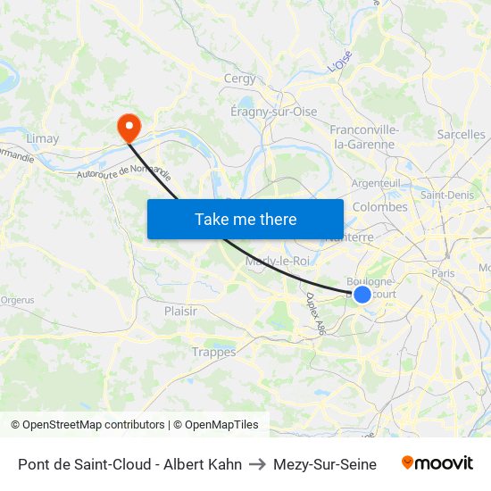 Pont de Saint-Cloud - Albert Kahn to Mezy-Sur-Seine map