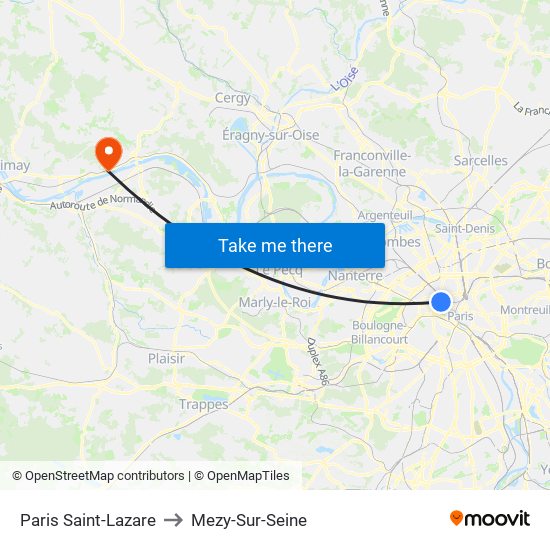 Paris Saint-Lazare to Mezy-Sur-Seine map