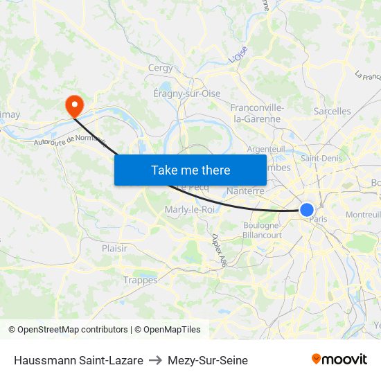 Haussmann Saint-Lazare to Mezy-Sur-Seine map