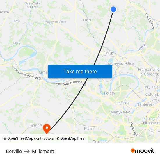 Berville to Millemont map
