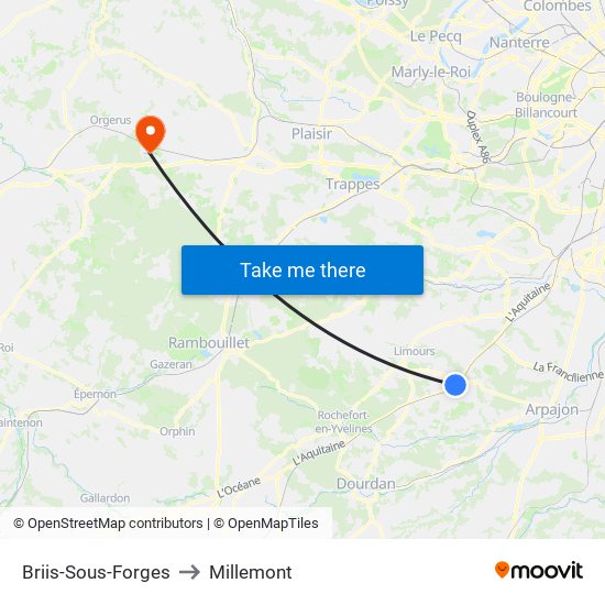 Briis-Sous-Forges to Millemont map