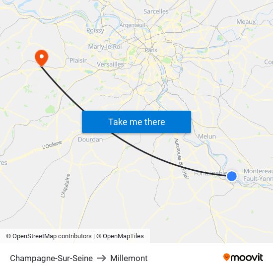 Champagne-Sur-Seine to Millemont map