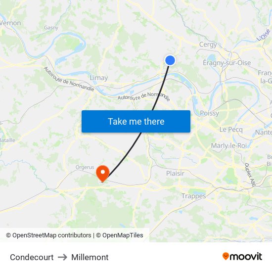 Condecourt to Millemont map