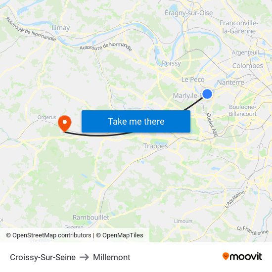 Croissy-Sur-Seine to Millemont map