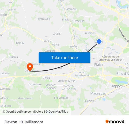 Davron to Millemont map