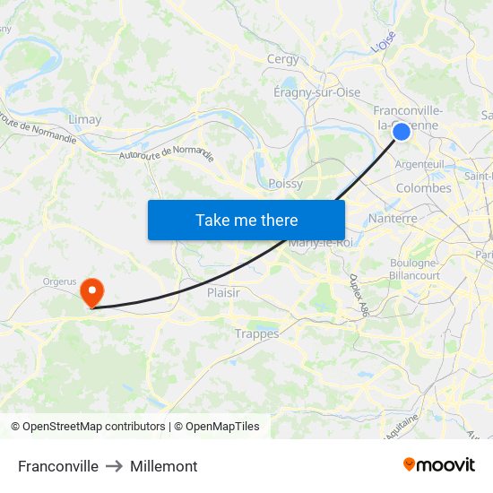 Franconville to Millemont map