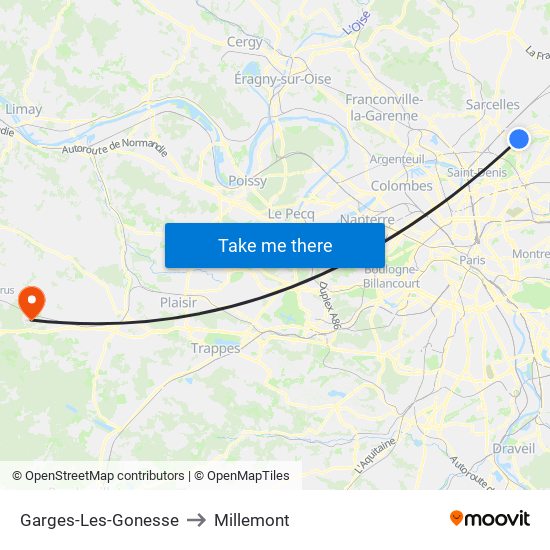 Garges-Les-Gonesse to Millemont map