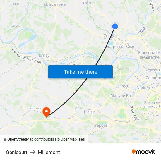 Genicourt to Millemont map