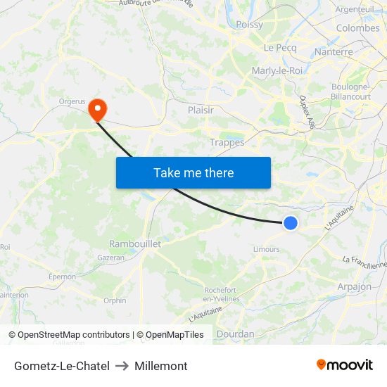 Gometz-Le-Chatel to Millemont map