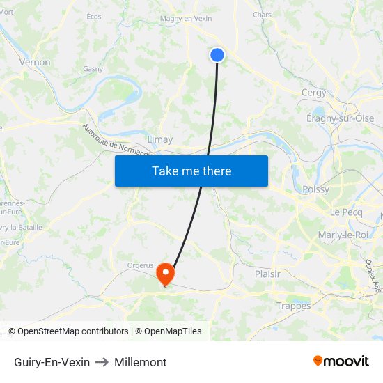 Guiry-En-Vexin to Millemont map