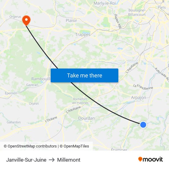 Janville-Sur-Juine to Millemont map