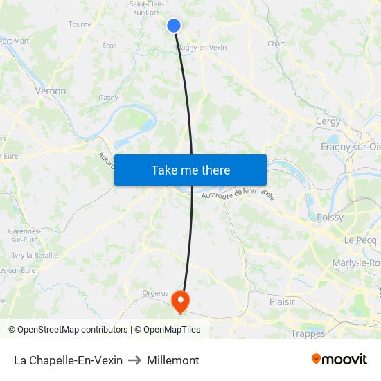 La Chapelle-En-Vexin to Millemont map