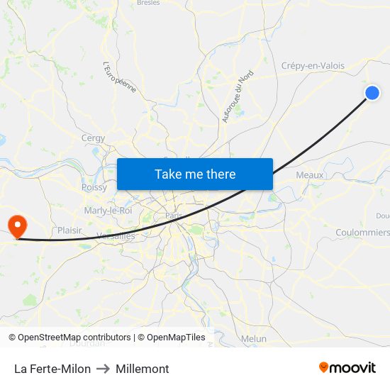 La Ferte-Milon to Millemont map
