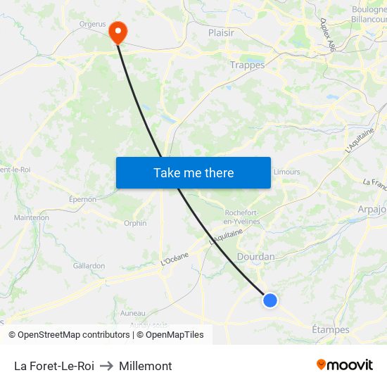La Foret-Le-Roi to Millemont map