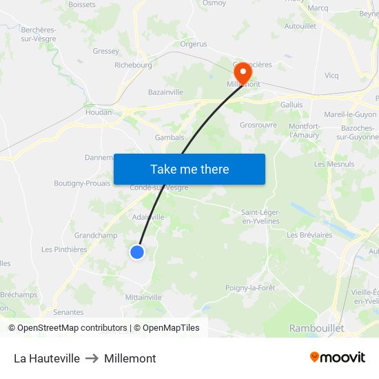La Hauteville to Millemont map