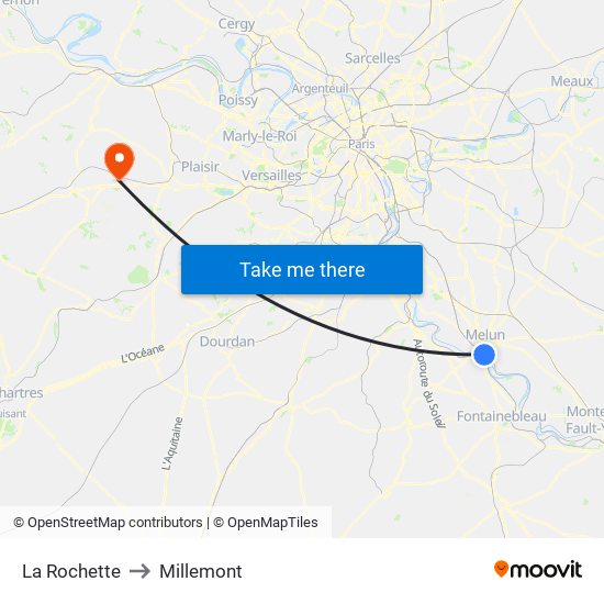 La Rochette to Millemont map